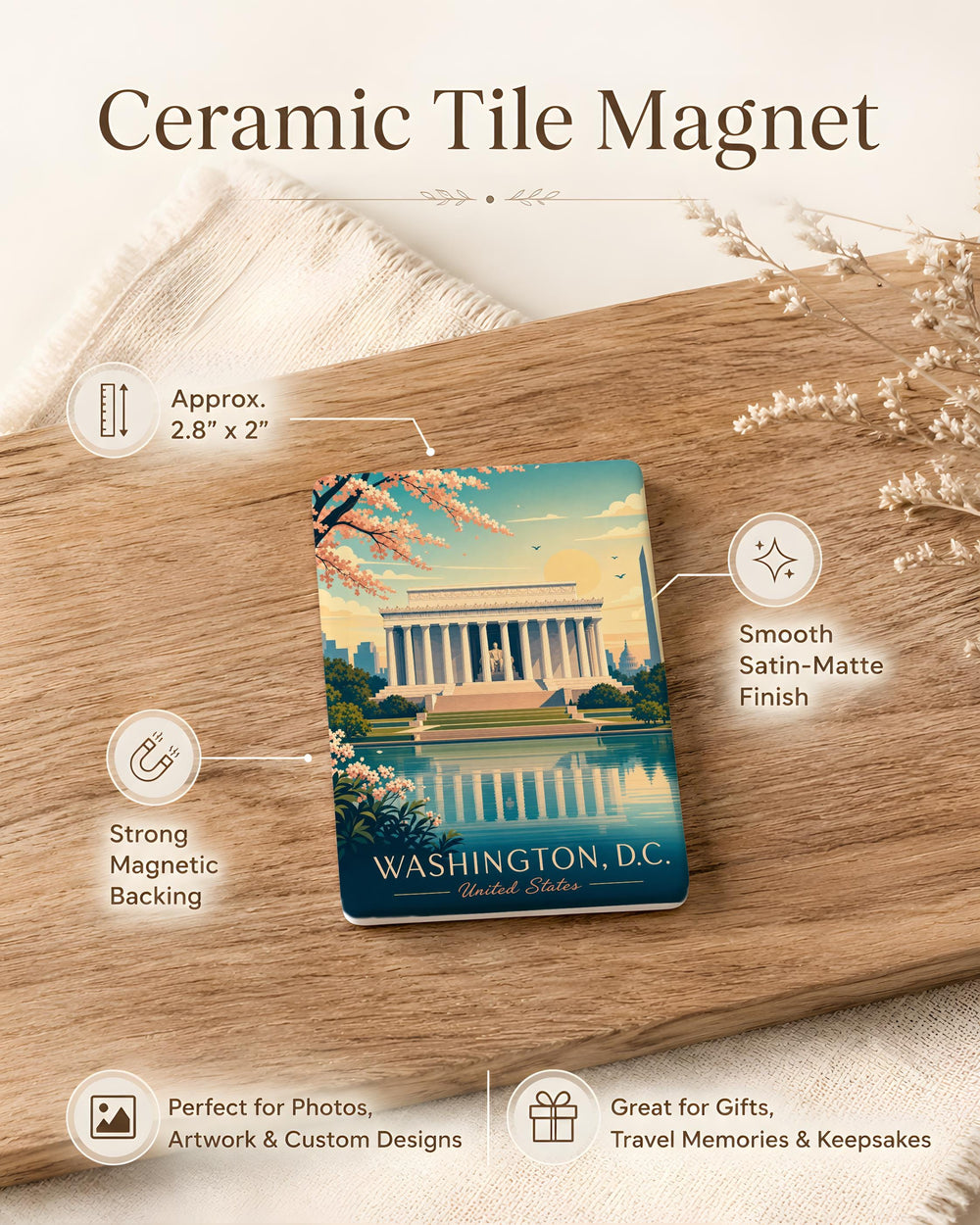 Lincoln Memorial Fridge Magnet, Washington DC Landmark Souvenir, US Monument Travel Gift, American History Keepsake Magnet