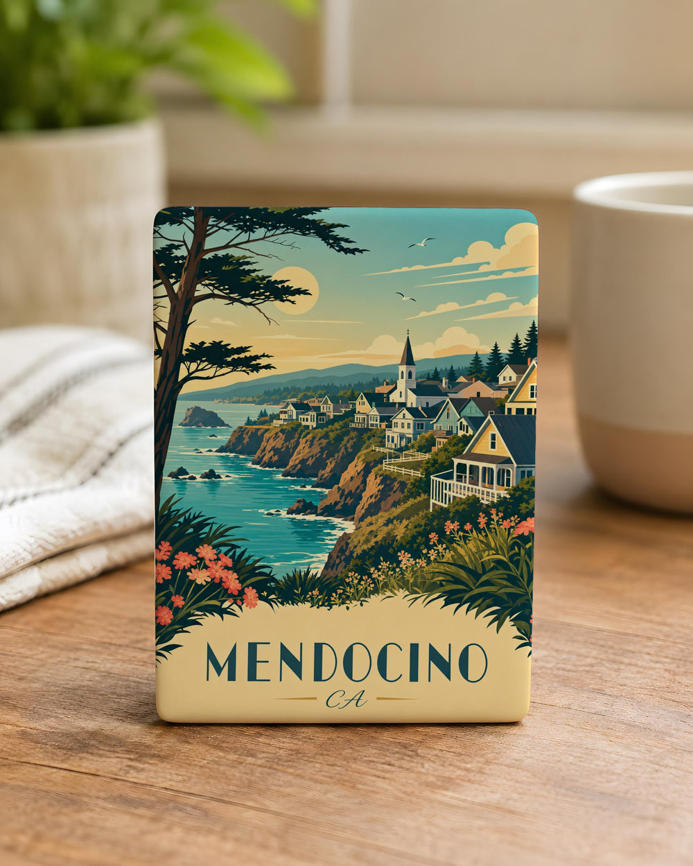 Mendocino CA Fridge Magnet, Mendocino California Souvenir Magnet, Coastal Town Travel Gift, Vacation Keepsake Magnet