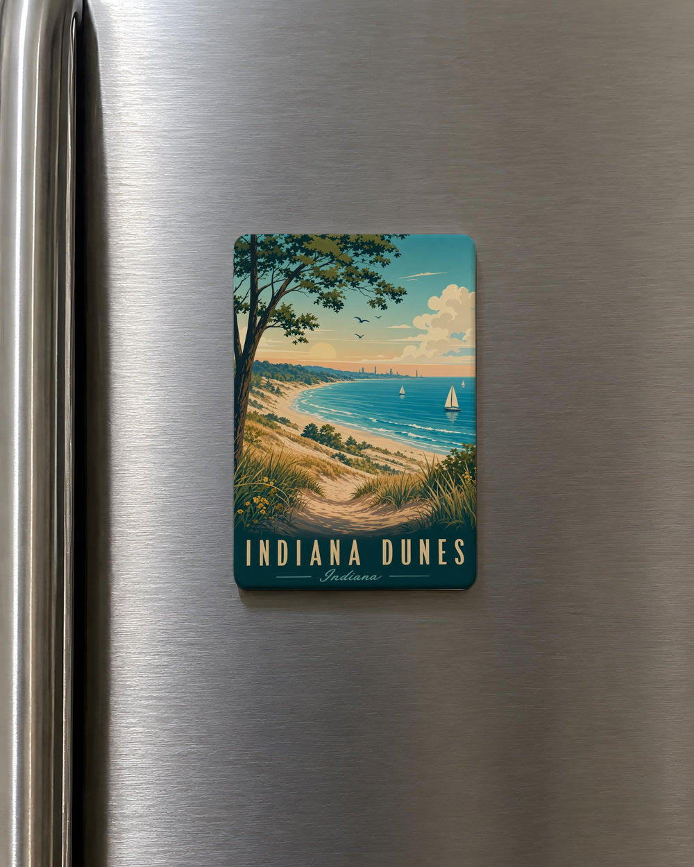 Indiana Dunes National Park Fridge Magnet, Lake Michigan Sand Dunes Souvenir, Indiana Travel Gift, Outdoor Adventure Magnet