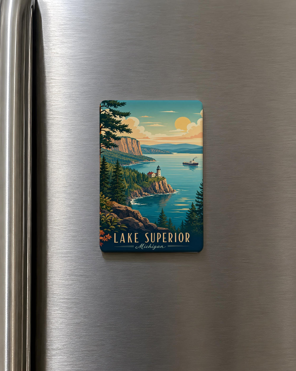 Lake Superior Fridge Magnet, Lake Superior Map Magnet, Great Lakes Souvenir Magnet, Minnesota Wisconsin Michigan Decor