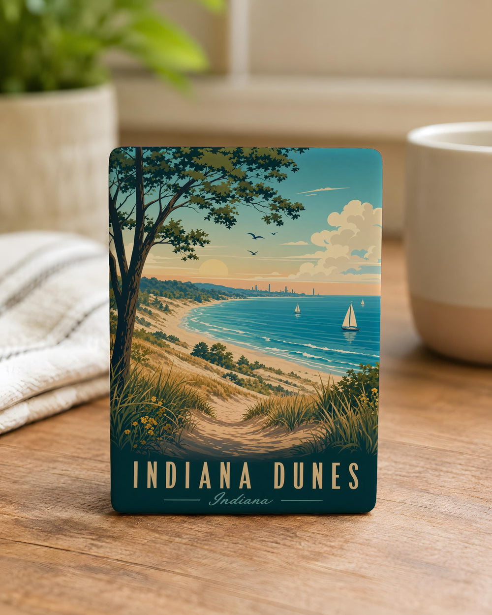 Indiana Dunes National Park Fridge Magnet, Lake Michigan Sand Dunes Souvenir, Indiana Travel Gift, Outdoor Adventure Magnet