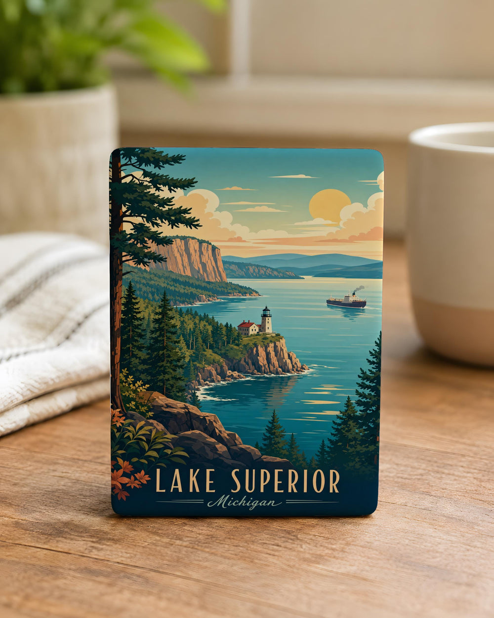 Lake Superior Fridge Magnet, Lake Superior Map Magnet, Great Lakes Souvenir Magnet, Minnesota Wisconsin Michigan Decor