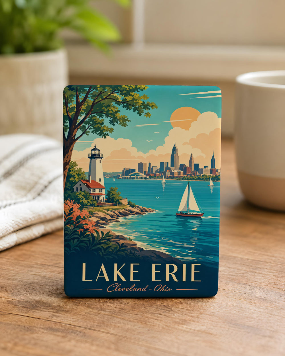 Lake Erie Fridge Magnet, Great Lakes Souvenir Magnet, Ohio Pennsylvania New York Travel Keepsake, Lake Erie Gift