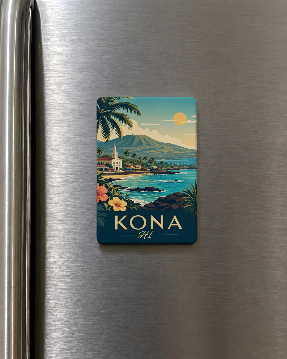 Kona Hawaii Fridge Magnet, Kona HI Souvenir Magnet, Big Island Travel Gift, Hawaii Vacation Keepsake, Island Home Decor Magnet
