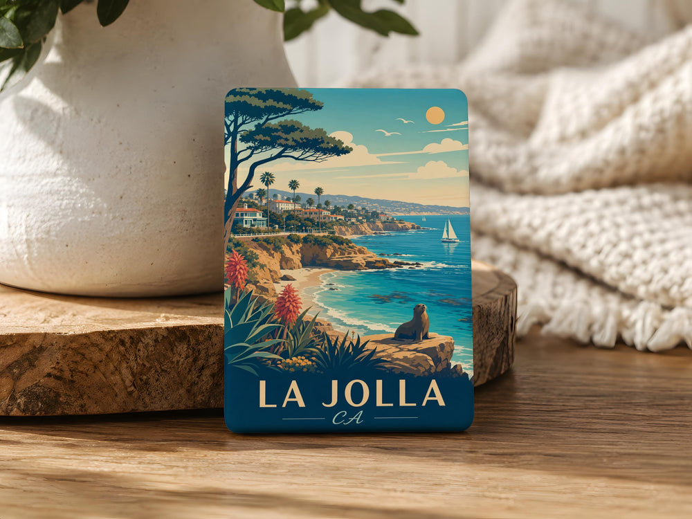 La Jolla CA Fridge Magnet, La Jolla California Souvenir Magnet, Coastal San Diego Gift, Beach Town Travel Keepsake Magnet