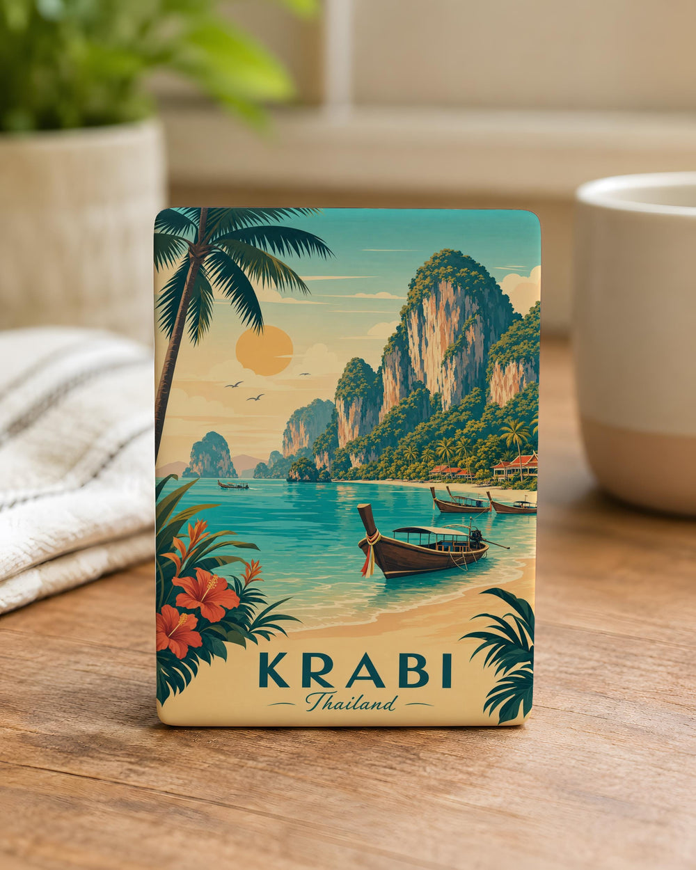 Krabi Thailand Fridge Magnet, Krabi Beach Souvenir Magnet, Thailand Travel Gift, Krabi Province Vacation Keepsake Magnet