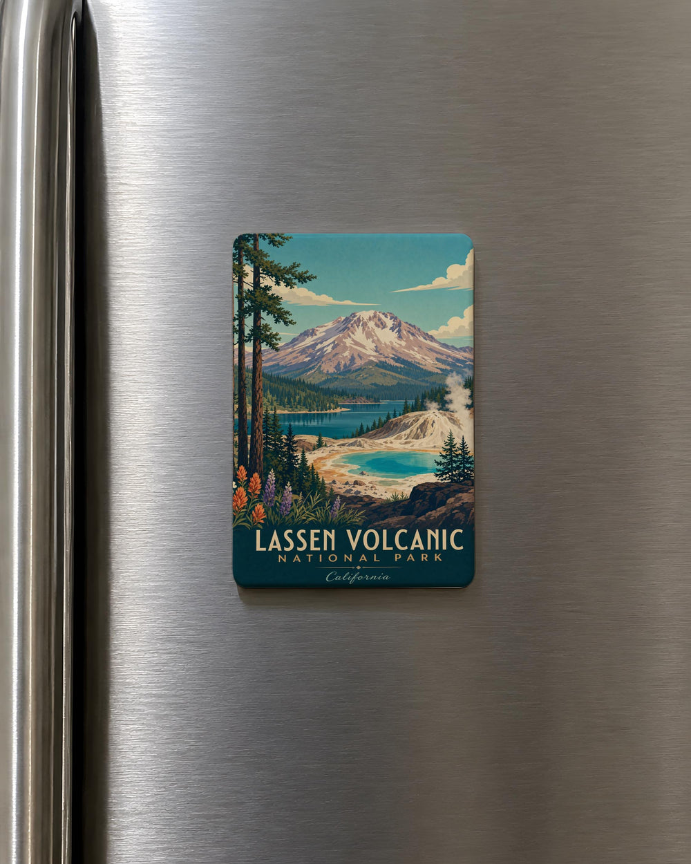 Lassen Volcanic National Park Fridge Magnet, California National Park Souvenir Magnet, Mountain Landscape Travel Keepsake Magnet