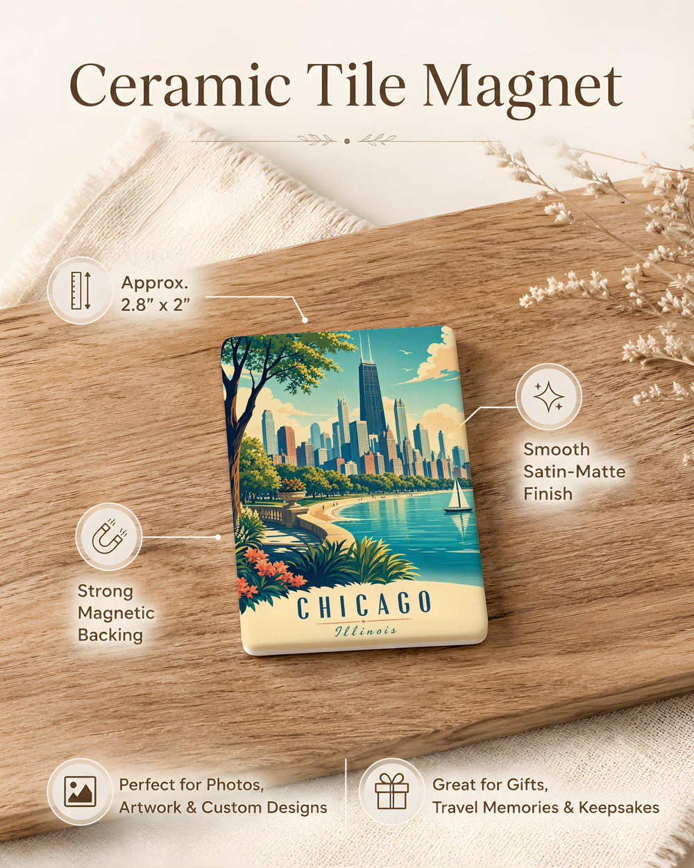 Illinois Fridge Magnet, Illinois State Magnet, Illinois Souvenir Magnet, Illinois Travel Gift, Illinois Kitchen Decor Magnet
