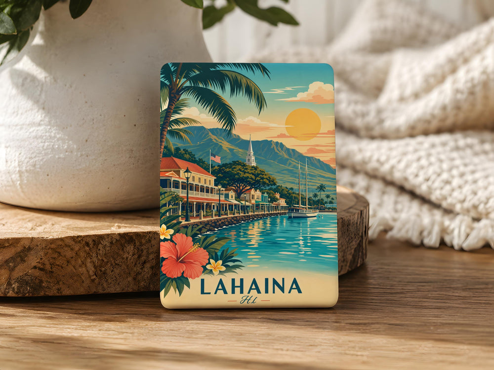 Lahaina HI Fridge Magnet, Lahaina Hawaii Souvenir Magnet, Maui Island Travel Keepsake, Lahaina Landmark Gift