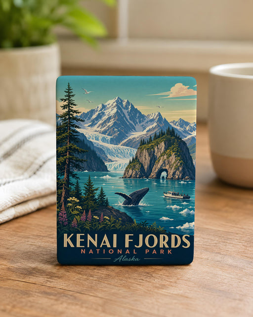 Kenai Fjords National Park Fridge Magnet, Alaska Glacier and Coastal Mountains Souvenir Magnet, Seward Alaska Travel Gift