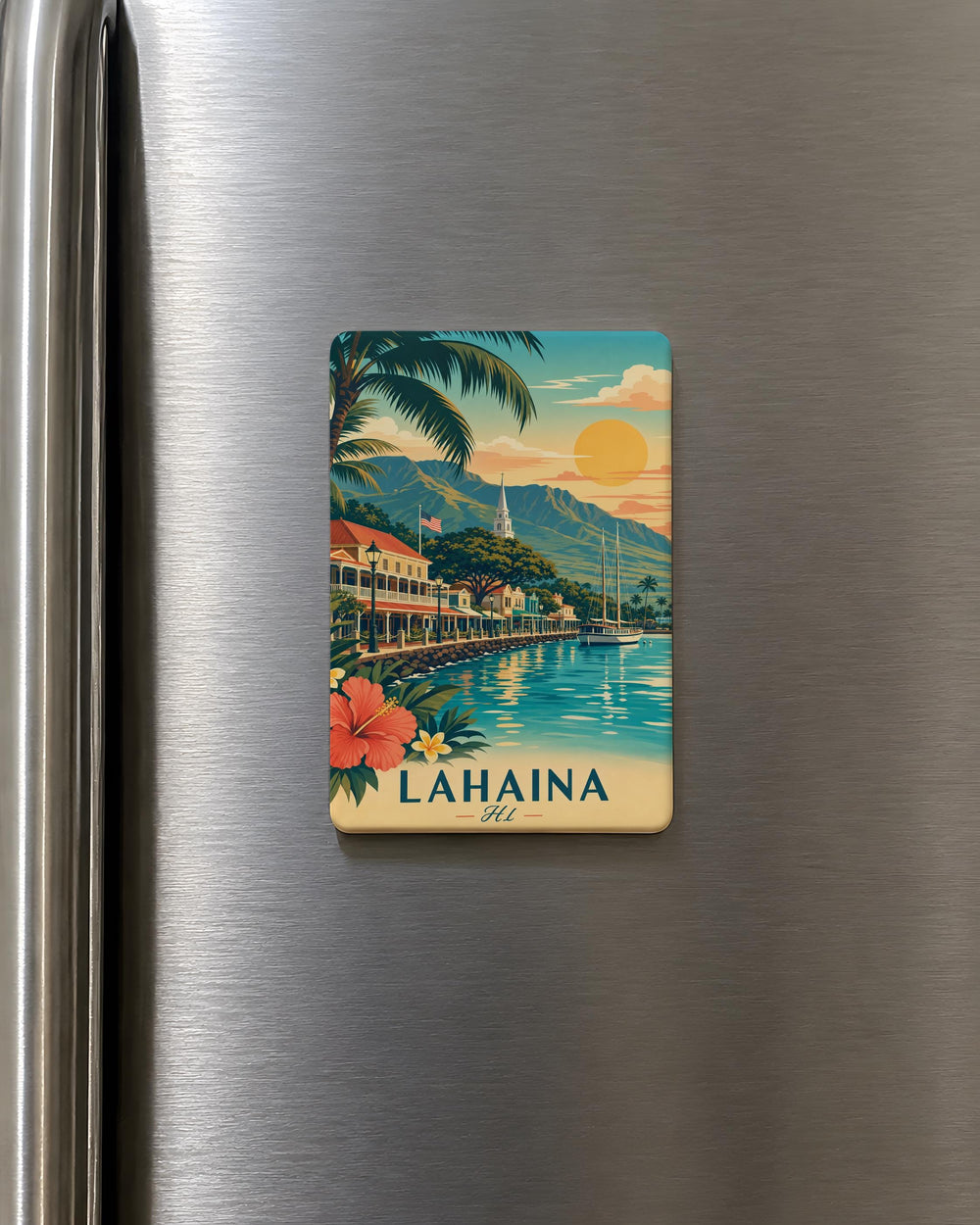 Lahaina HI Fridge Magnet, Lahaina Hawaii Souvenir Magnet, Maui Island Travel Keepsake, Lahaina Landmark Gift