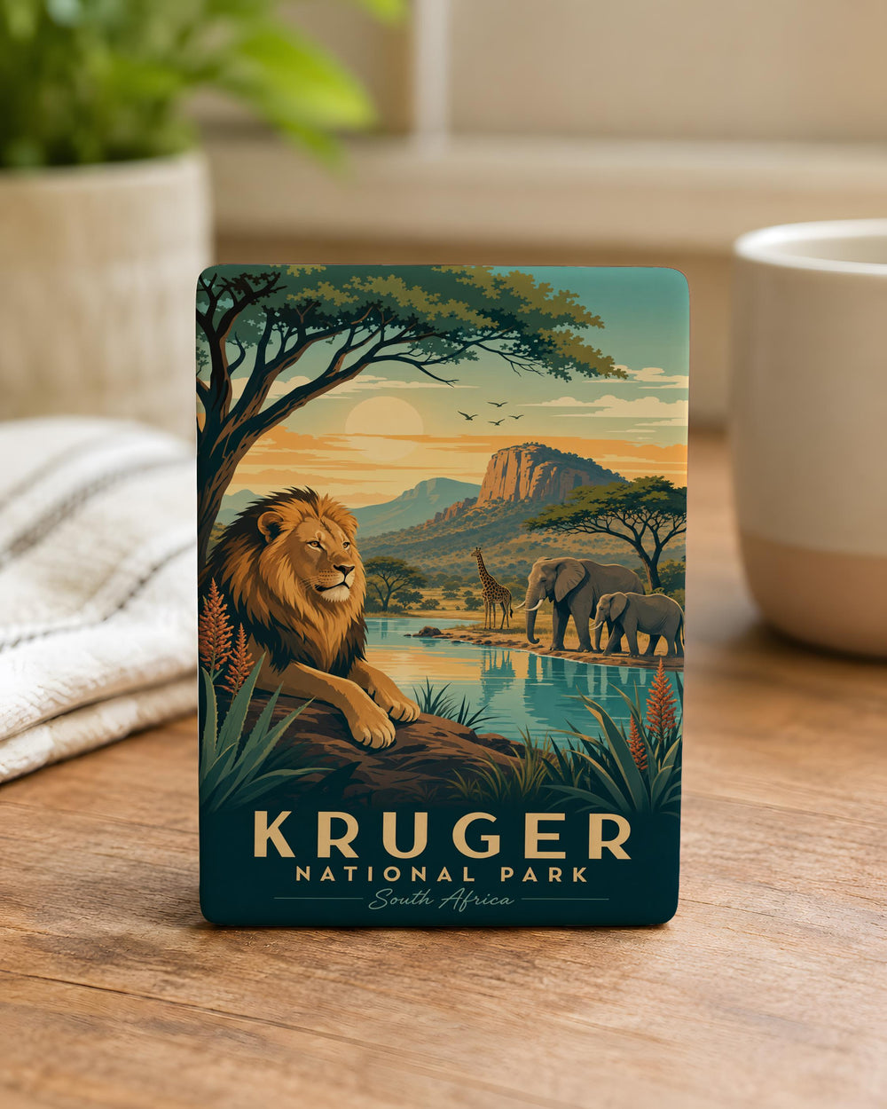 Kruger National Park Fridge Magnet, South Africa Safari Wildlife Souvenir, Big Five Travel Keepsake Magnet
