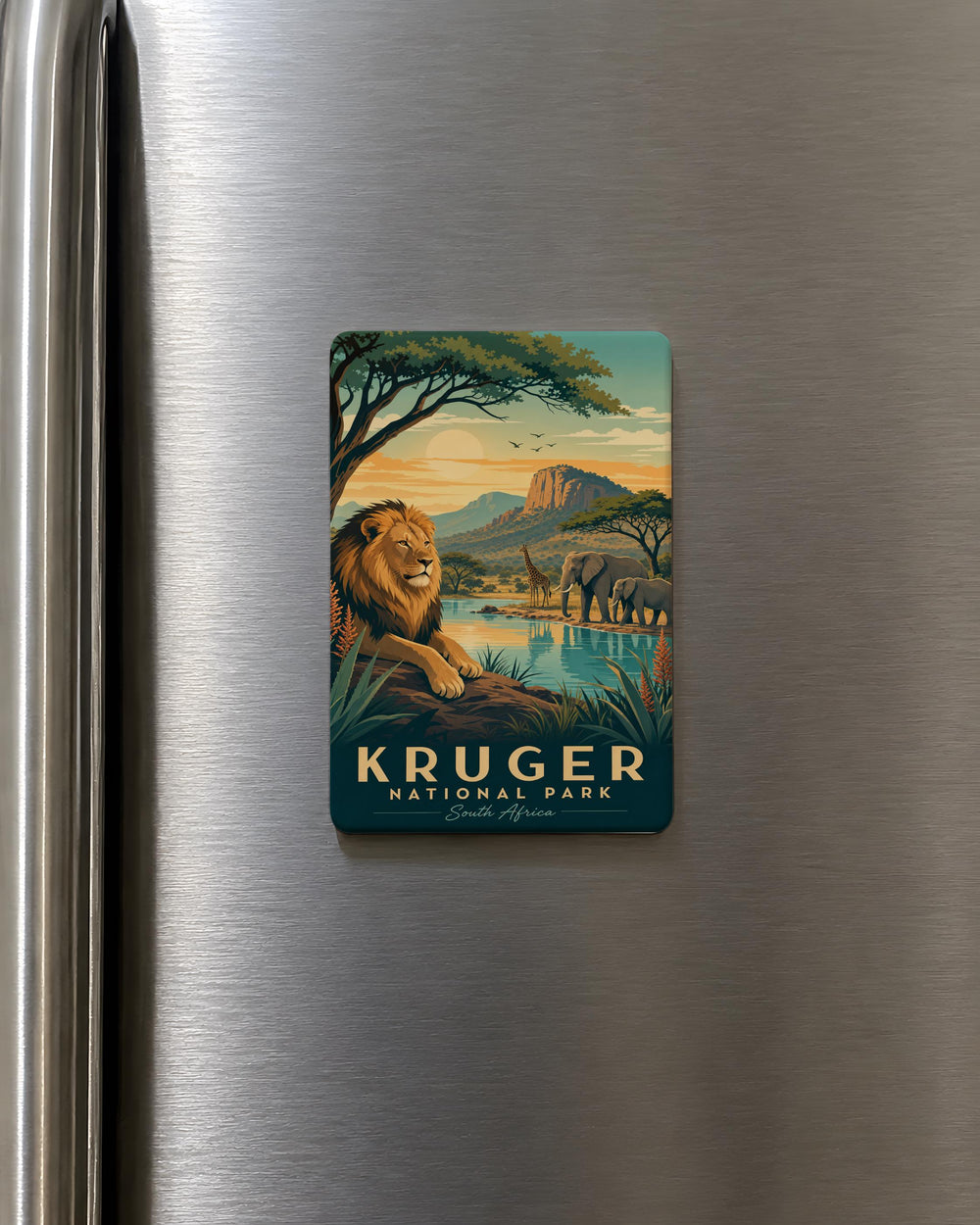 Kruger National Park Fridge Magnet, South Africa Safari Wildlife Souvenir, Big Five Travel Keepsake Magnet