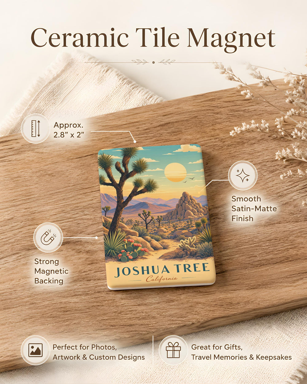 Joshua Tree National Park Fridge Magnet, California Desert Landscape Souvenir, Joshua Tree Travel Gift, Park Keepsake Magnet