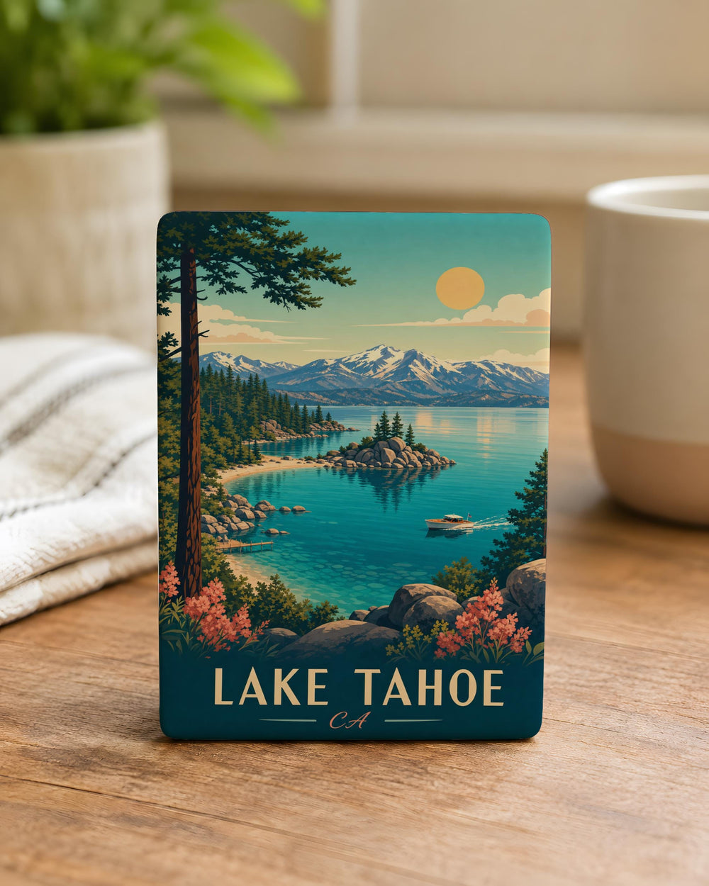 Lake Tahoe California Fridge Magnet, Lake Tahoe CA Souvenir Magnet, Tahoe Lake Travel Keepsake, Sierra Nevada Landmark Gift