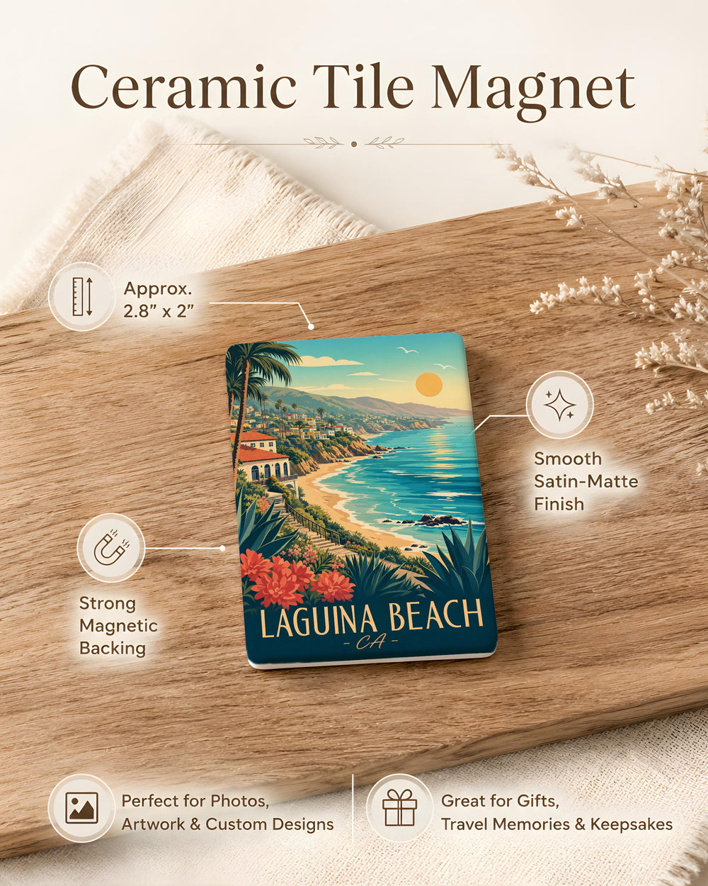 Laguna Beach CA Fridge Magnet, California Coastal Souvenir Magnet, Orange County Beach Travel Keepsake Magnet
