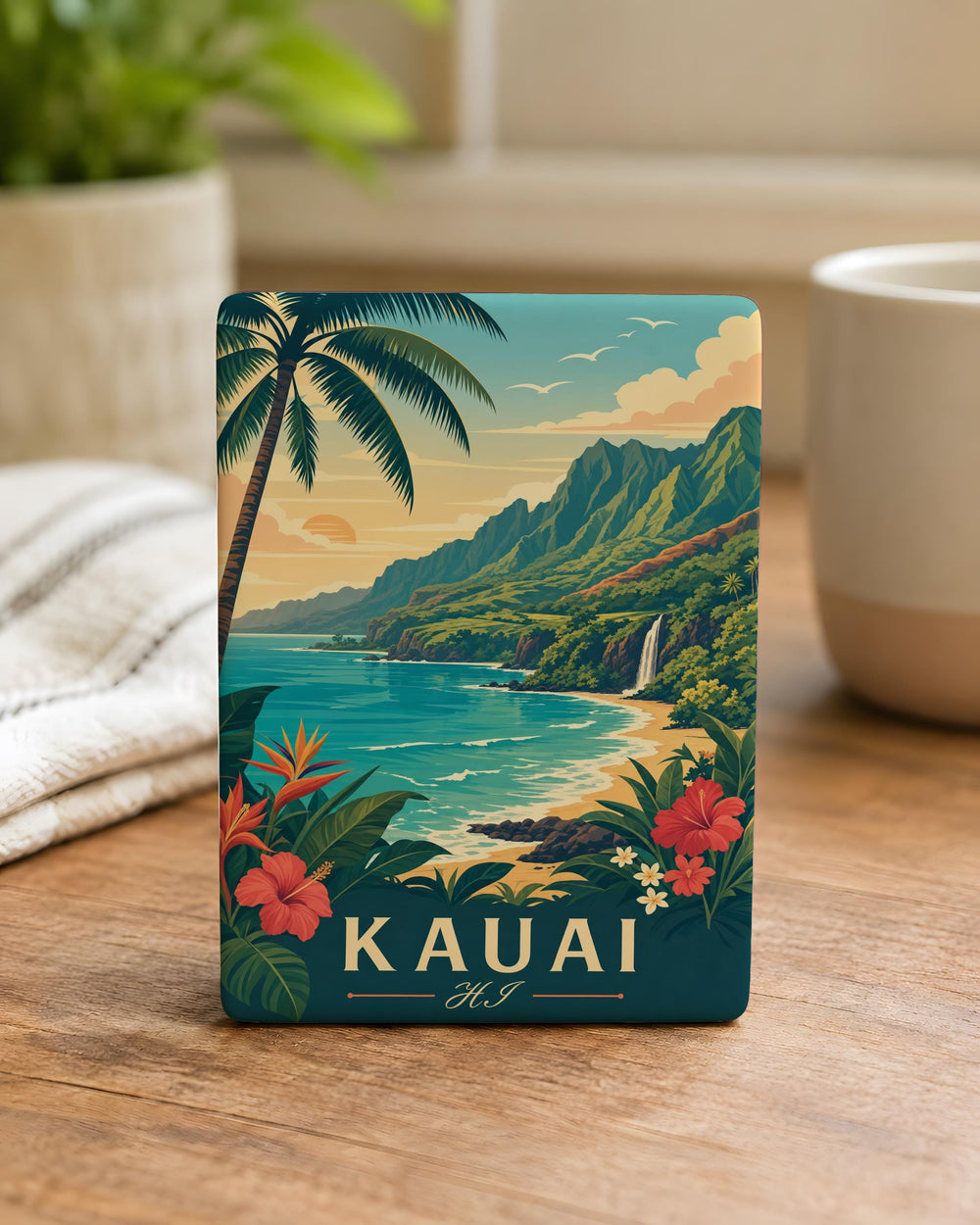 Kauai Hawaii Fridge Magnet, Kauai HI Souvenir Magnet, Hawaiian Island Travel Gift, Kauai Vacation Keepsake, Island Decor Magnet