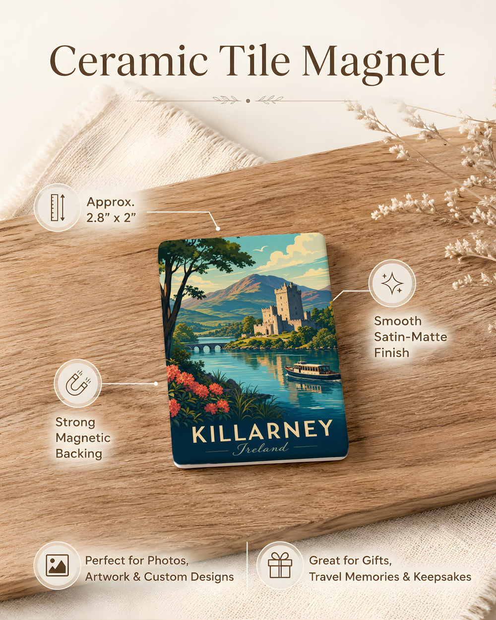 Killarney Ireland Fridge Magnet, Killarney National Park Souvenir, Lakes and Mountains Travel Keepsake Magnet