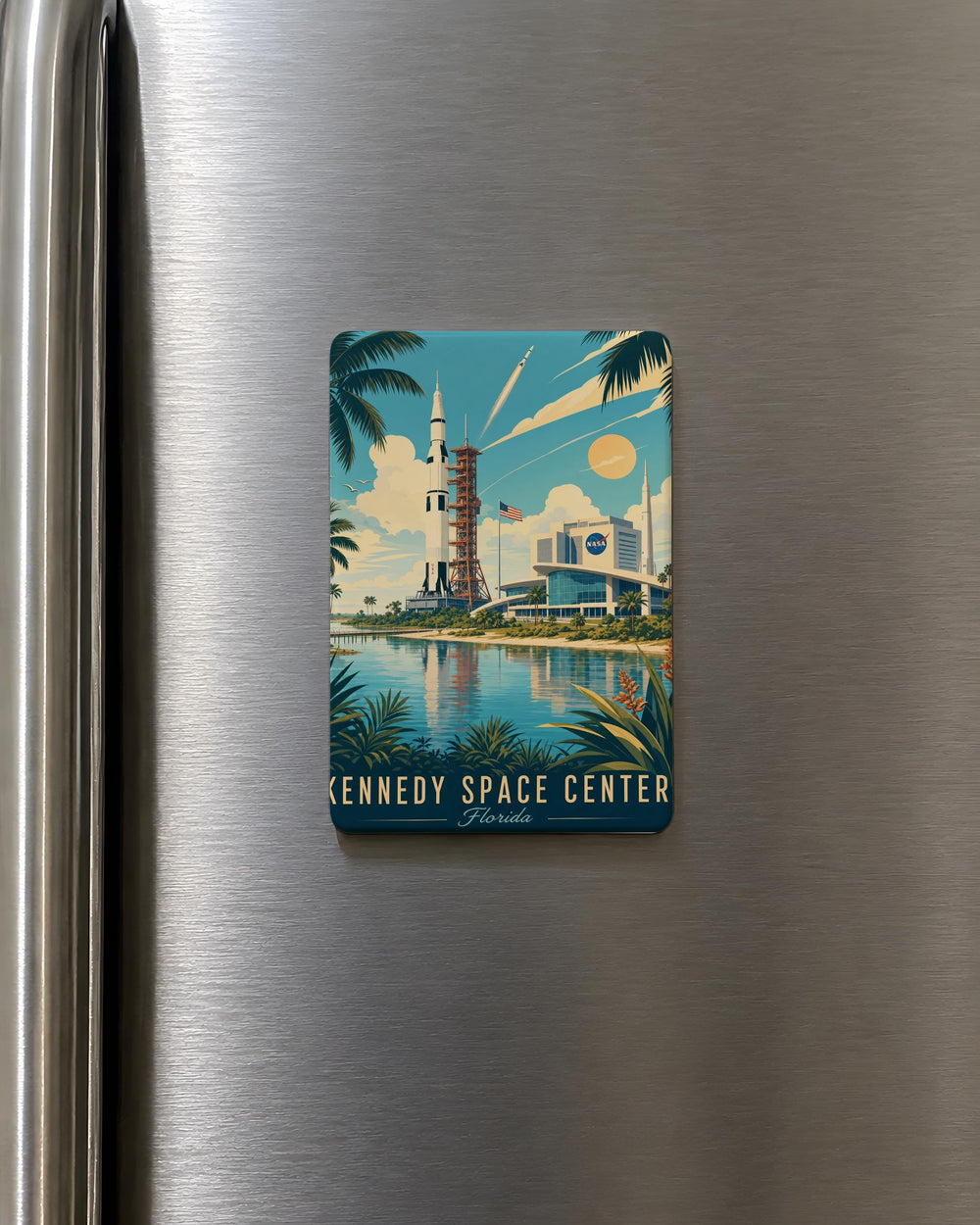 Kennedy Space Center Fridge Magnet, NASA Space Launch Pad Souvenir Magnet, Florida Space Coast Gift