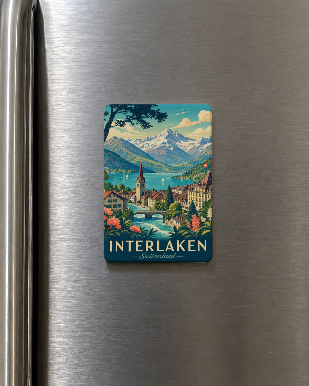Interlaken Switzerland Fridge Magnet, Interlaken Souvenir Magnet, Swiss Alps Travel Gift, Switzerland Keepsake Magnet