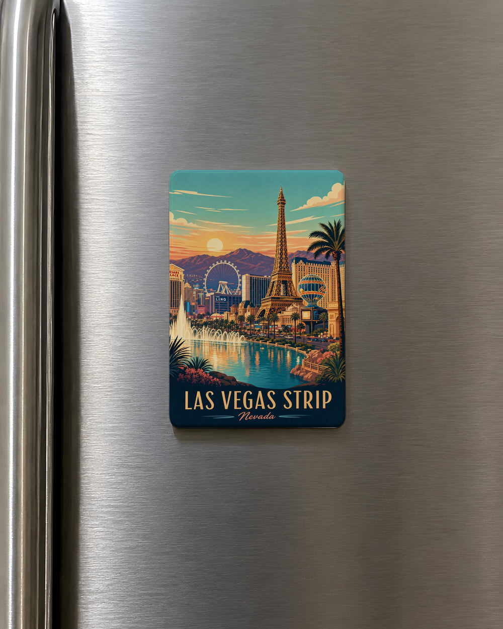 Las Vegas Strip Fridge Magnet, Nevada Souvenir, The Strip Landmarks, Casino Hotel Skyline, Travel Keepsake Gift