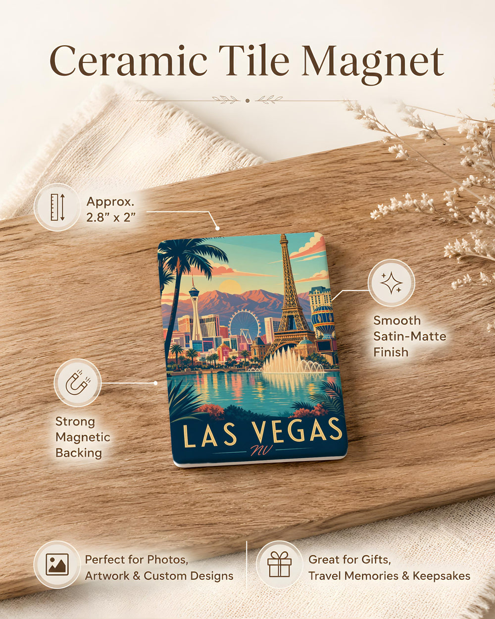 Las Vegas NV Fridge Magnet, Las Vegas Nevada Souvenir Magnet, Sin City Travel Gift, Vegas Landmark Keepsake Magnet