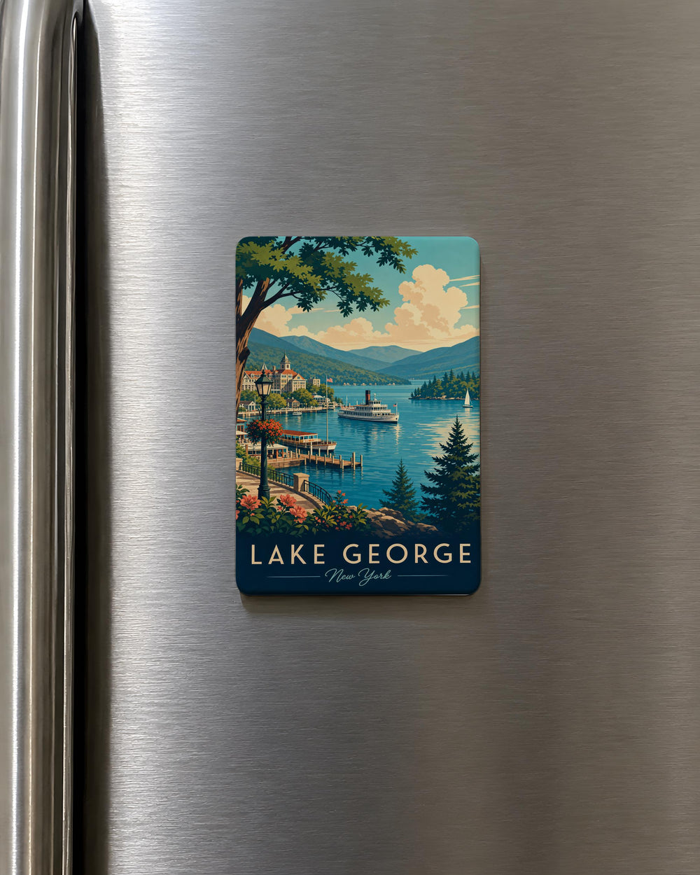 Lake George NY Fridge Magnet, Lake George New York Souvenir Magnet, Adirondack Lake Travel Gift, Vacation Keepsake Magnet