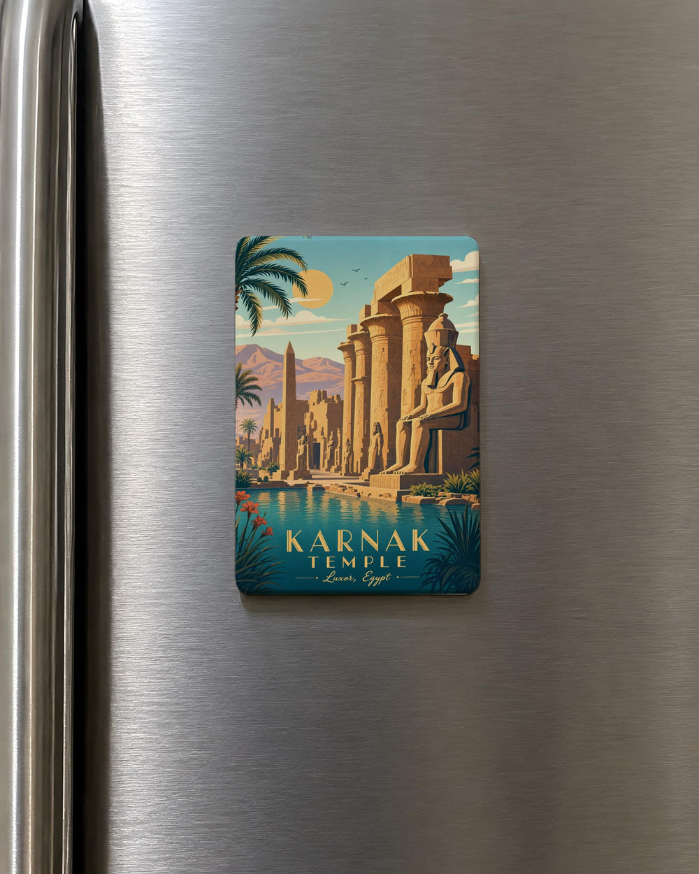 Karnak Temple Fridge Magnet, Ancient Egyptian Temple Ruins Souvenir, Luxor Egypt Landmark Refrigerator Magnet