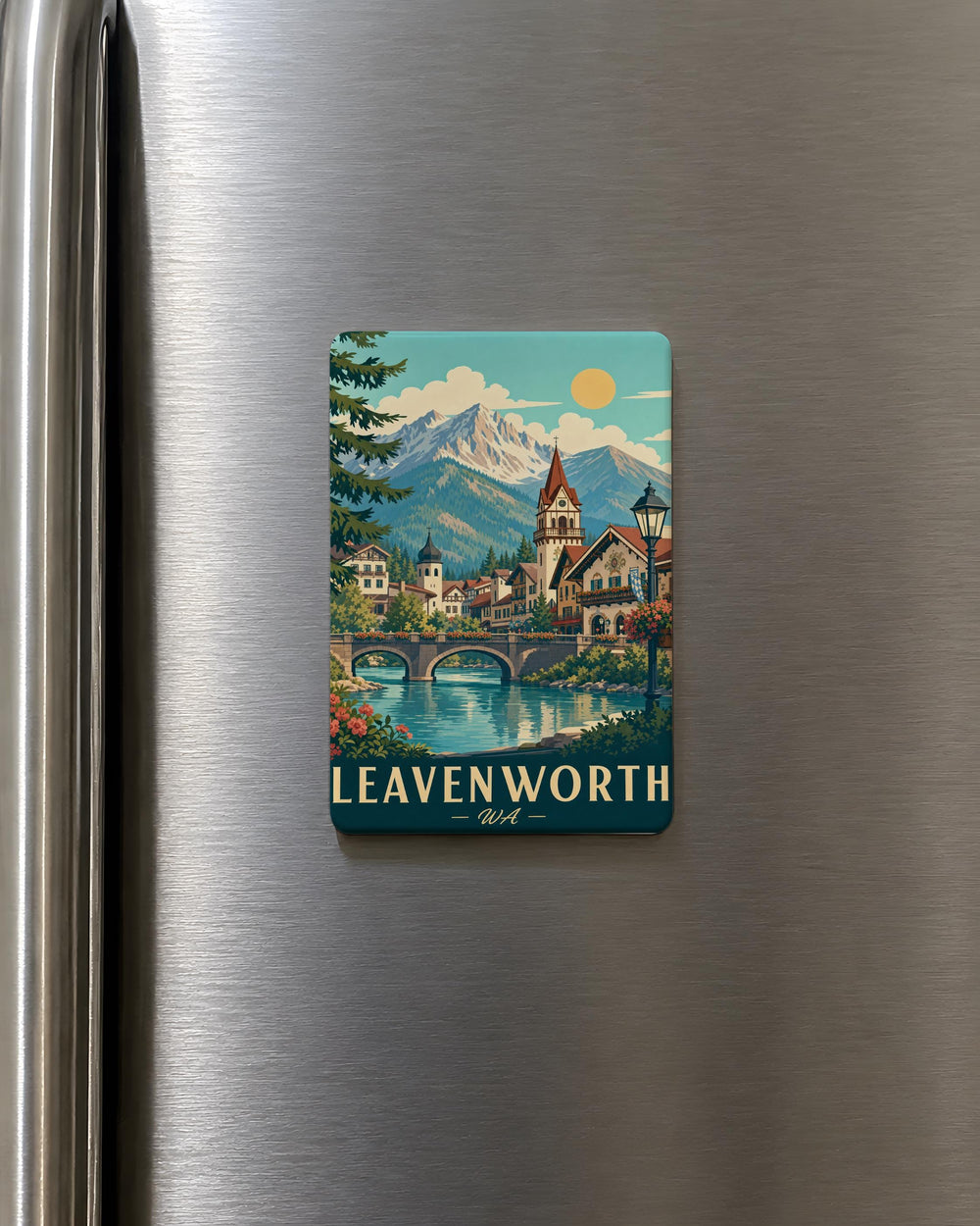Leavenworth WA Fridge Magnet, Washington Souvenir Magnet, Bavarian Village Travel Keepsake, Leavenworth Washington Gift