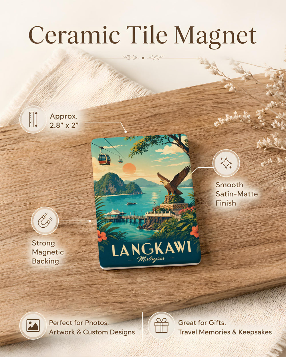 Langkawi Malaysia Fridge Magnet, Langkawi Island Souvenir Magnet, Malaysia Travel Gift, Langkawi Landmark Keepsake Magnet