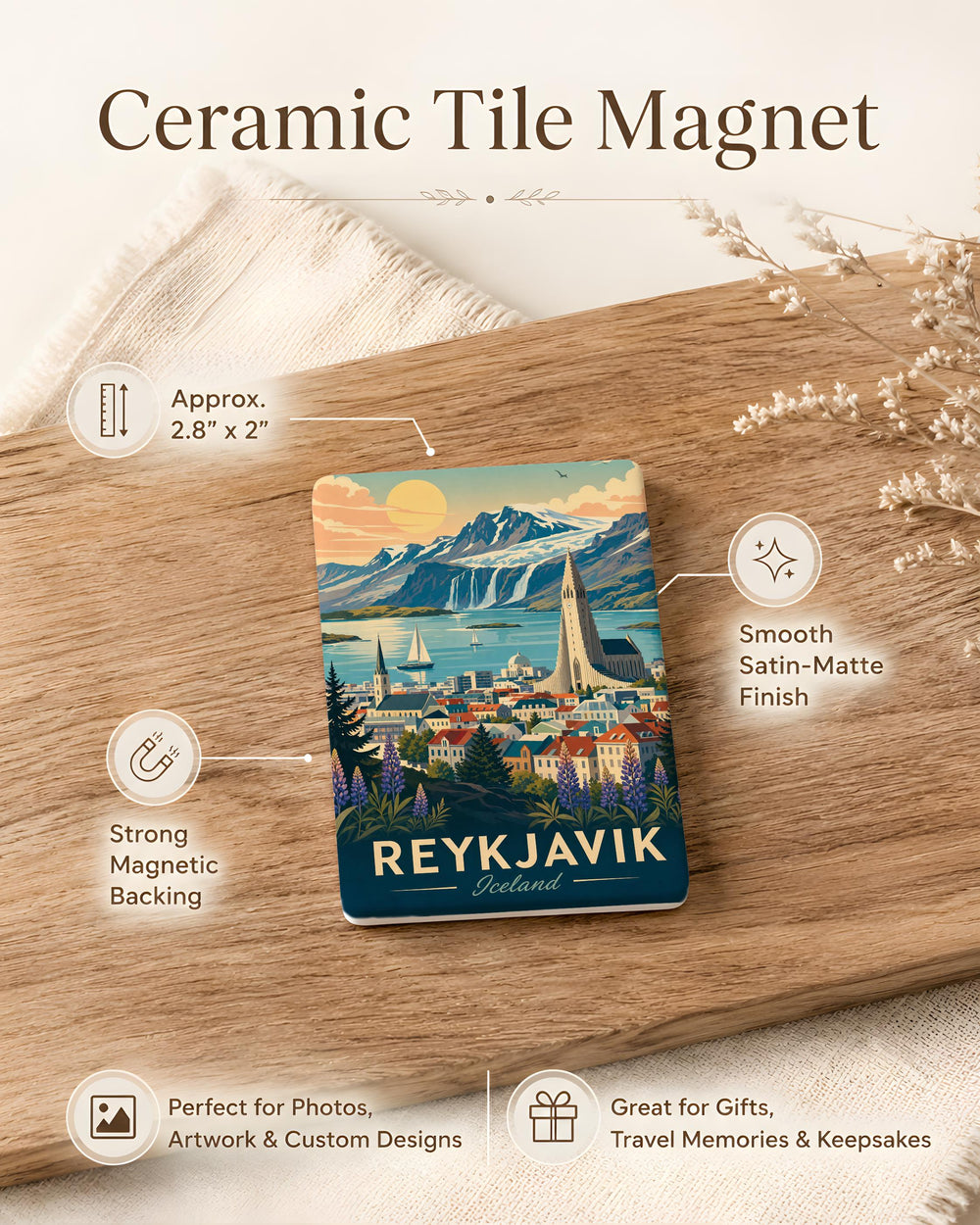 Iceland Fridge Magnet, Iceland Travel Souvenir Magnet, Iceland Landmark Magnet, Iceland Vacation Keepsake Magnet