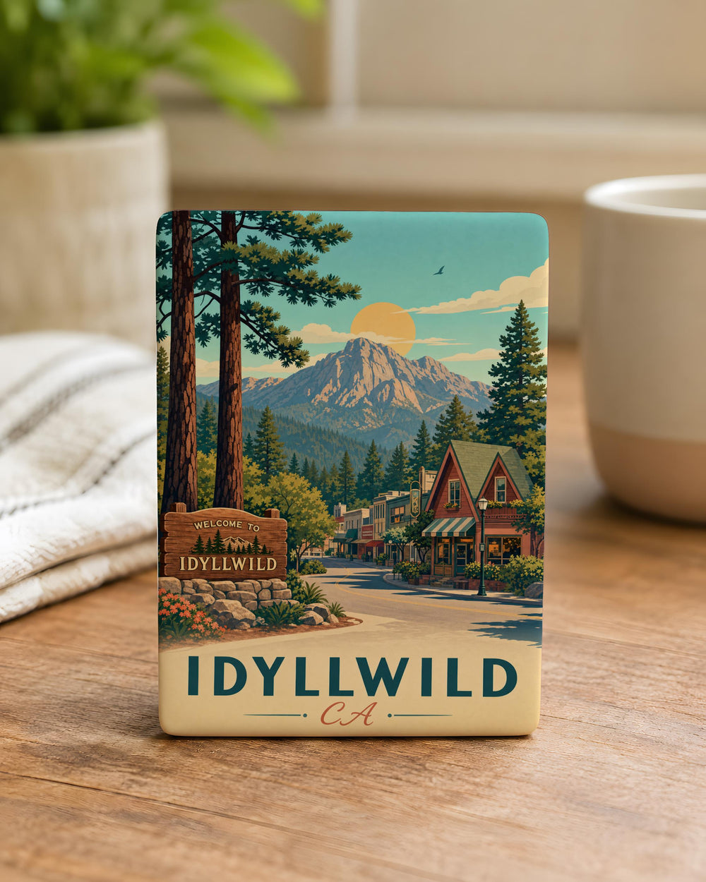 Idyllwild CA Fridge Magnet, Idyllwild California Souvenir Magnet, Mountain Town Travel Gift, Rustic Cabin Pines Keepsake Magnet