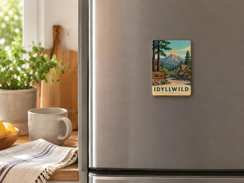Idyllwild CA Fridge Magnet, Idyllwild California Souvenir Magnet, Mountain Town Travel Gift, Rustic Cabin Pines Keepsake Magnet