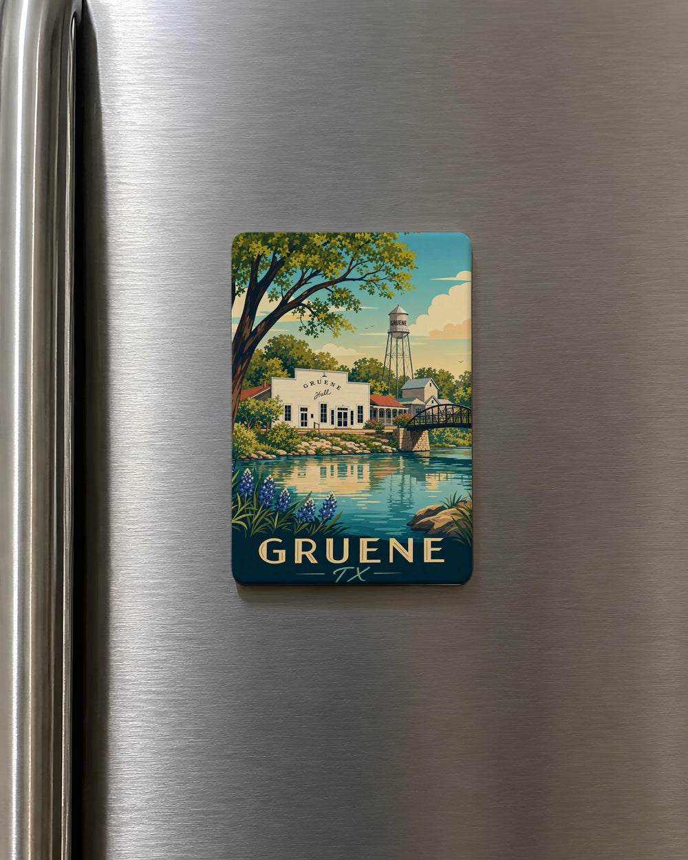 Gruene TX Fridge Magnet, Gruene Texas Souvenir Magnet, Texas Hill Country Travel Keepsake, Small Town Texas Gift