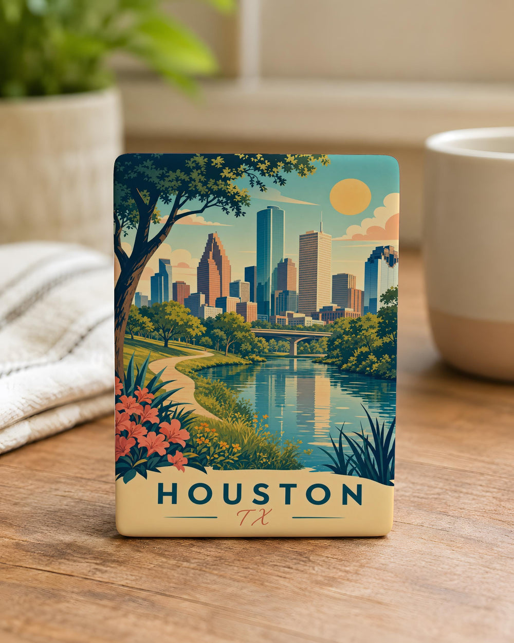 Houston TX Fridge Magnet, Houston Texas Souvenir Magnet, Space City Travel Gift, Houston Skyline Magnet, Texas Refrigerator Magnet
