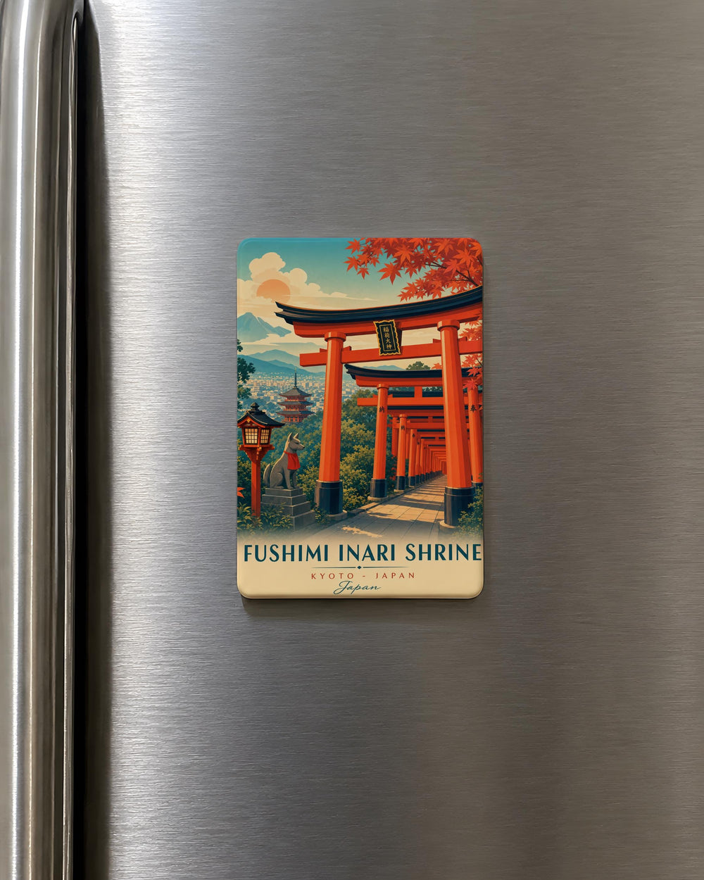 Fushimi Inari Shrine Fridge Magnet, Kyoto Japan Torii Gate Path Souvenir Magnet, Japanese Shrine Landmark Magnet