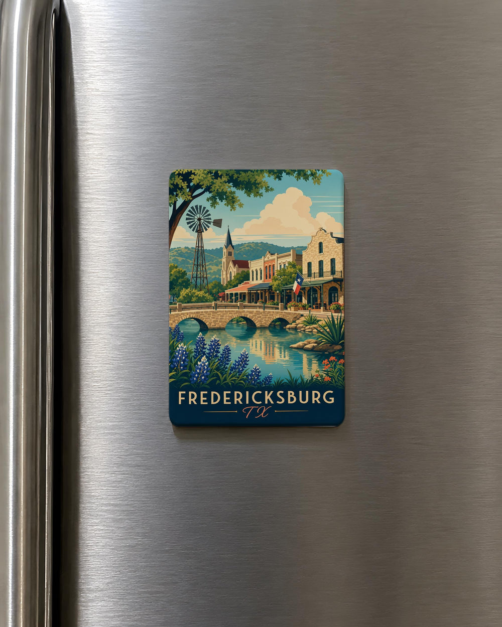 Fredericksburg TX Fridge Magnet, Fredericksburg Texas Souvenir Magnet, Hill Country Travel Gift, Texas Landmark Keepsake