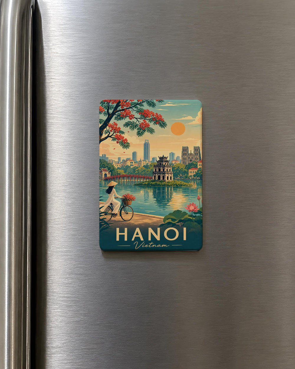 Hanoi Vietnam Fridge Magnet, Hanoi City Landmark Souvenir Magnet, Vietnam Travel Gift, Hanoi Keepsake Refrigerator Magnet