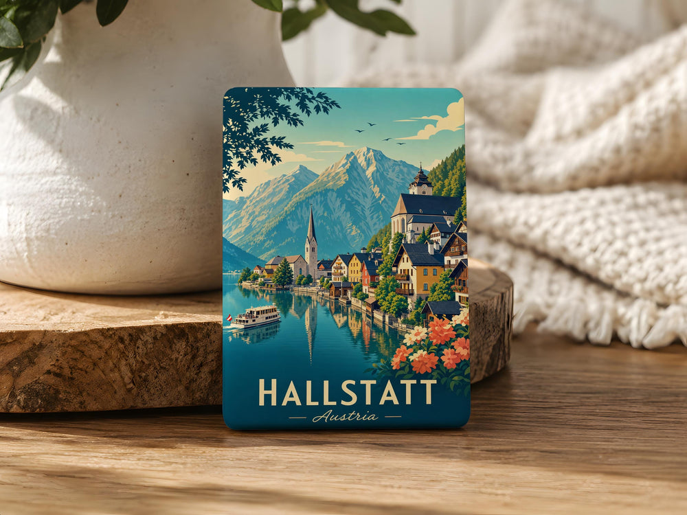 Hallstatt Austria Fridge Magnet, Hallstatt Village Lake and Mountain Souvenir Magnet, Austrian Alps Travel Keepsake Magnet