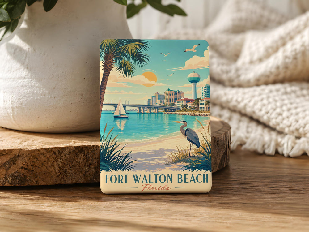 Fort Walton Beach FL Fridge Magnet, Florida Beach Souvenir Magnet, Coastal Vacation Travel Gift Magnet
