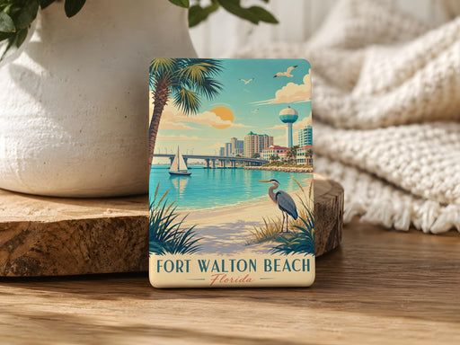 Fort Walton Beach FL Fridge Magnet, Florida Beach Souvenir Magnet, Coastal Vacation Travel Gift Magnet
