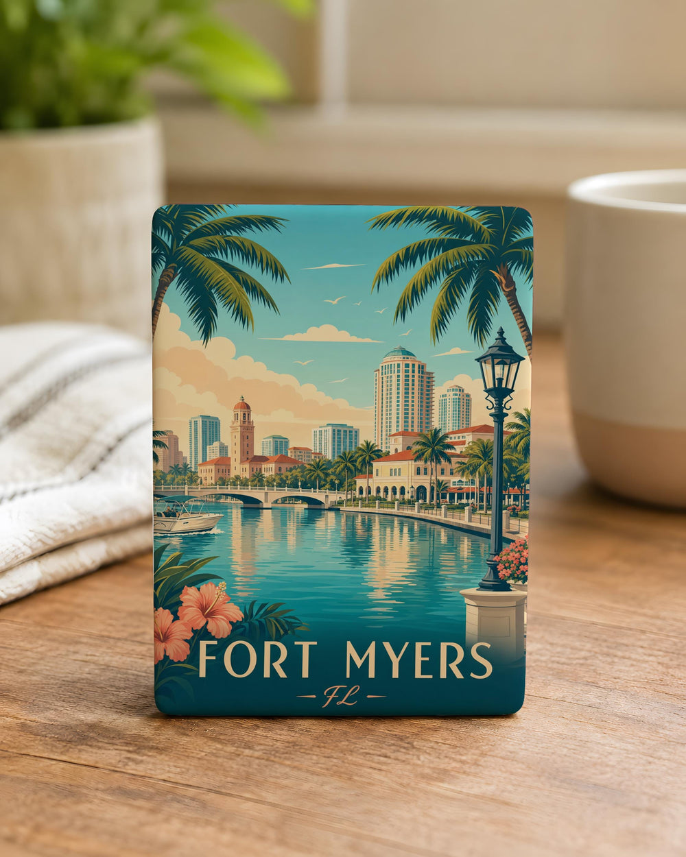 Fort Myers FL Fridge Magnet, Fort Myers Florida Souvenir Magnet, Coastal City Travel Gift, Beach Vacation Keepsake Magnet