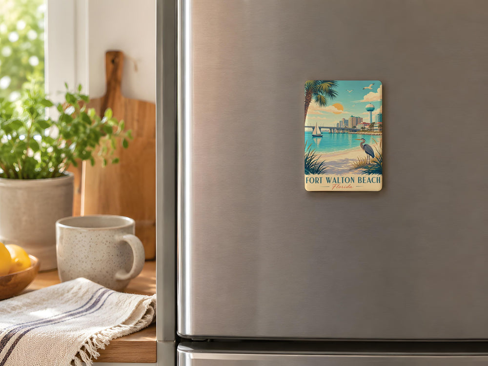 Fort Walton Beach FL Fridge Magnet, Florida Beach Souvenir Magnet, Coastal Vacation Travel Gift Magnet