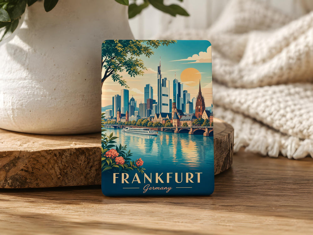 Frankfurt Germany Fridge Magnet, Frankfurt Skyline Landmark Souvenir, Germany Travel Gift, Frankfurt Cityscape Magnet