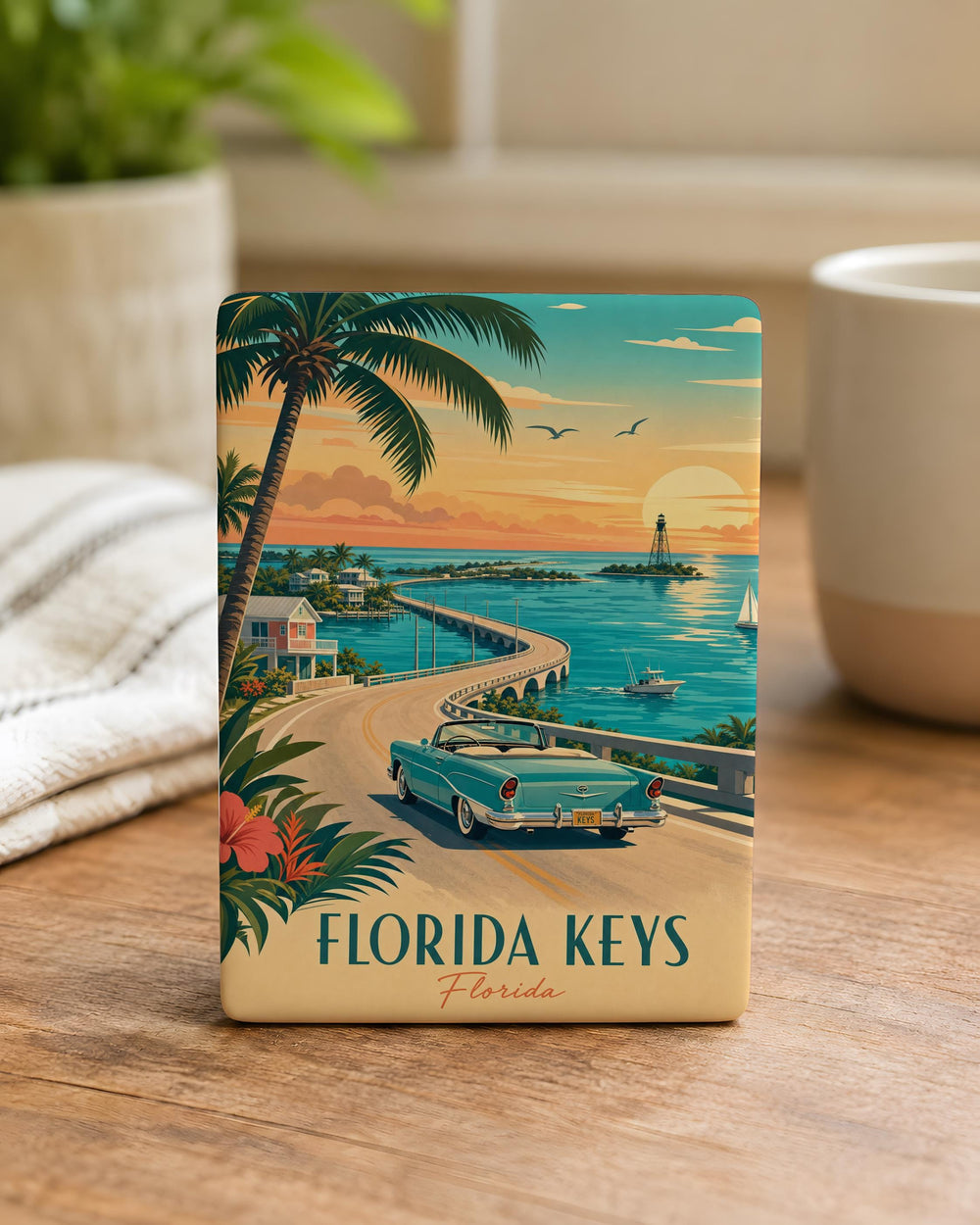 Florida Keys Fridge Magnet, Key West Souvenir Magnet, Overseas Highway Island Chain Travel Keepsake, Coastal Florida Gift