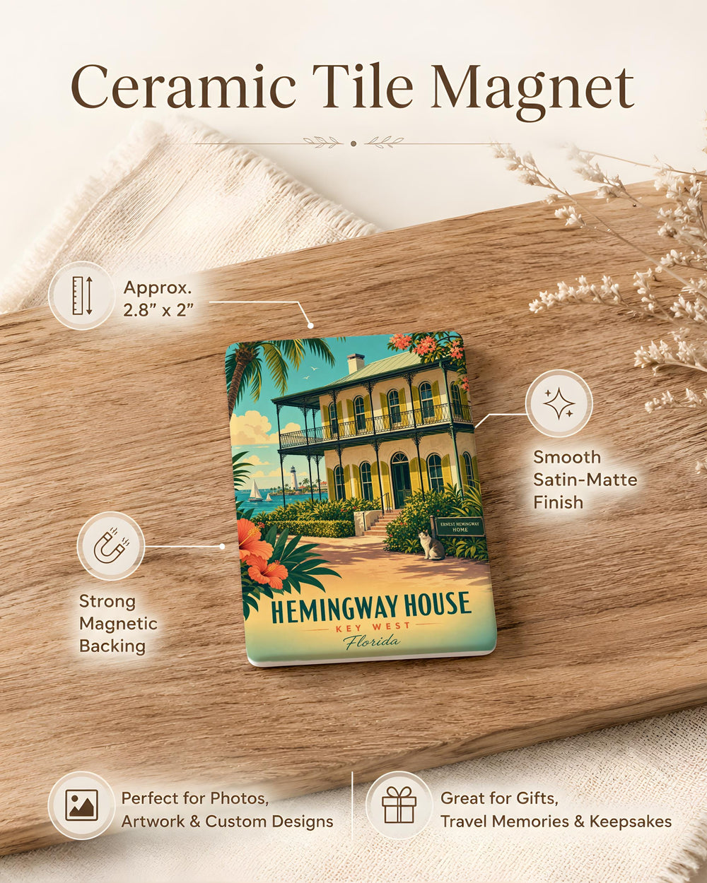 Ernest Hemingway House Fridge Magnet, Key West Florida Historic Home Souvenir Magnet, Hemingway Museum Gift Magnet