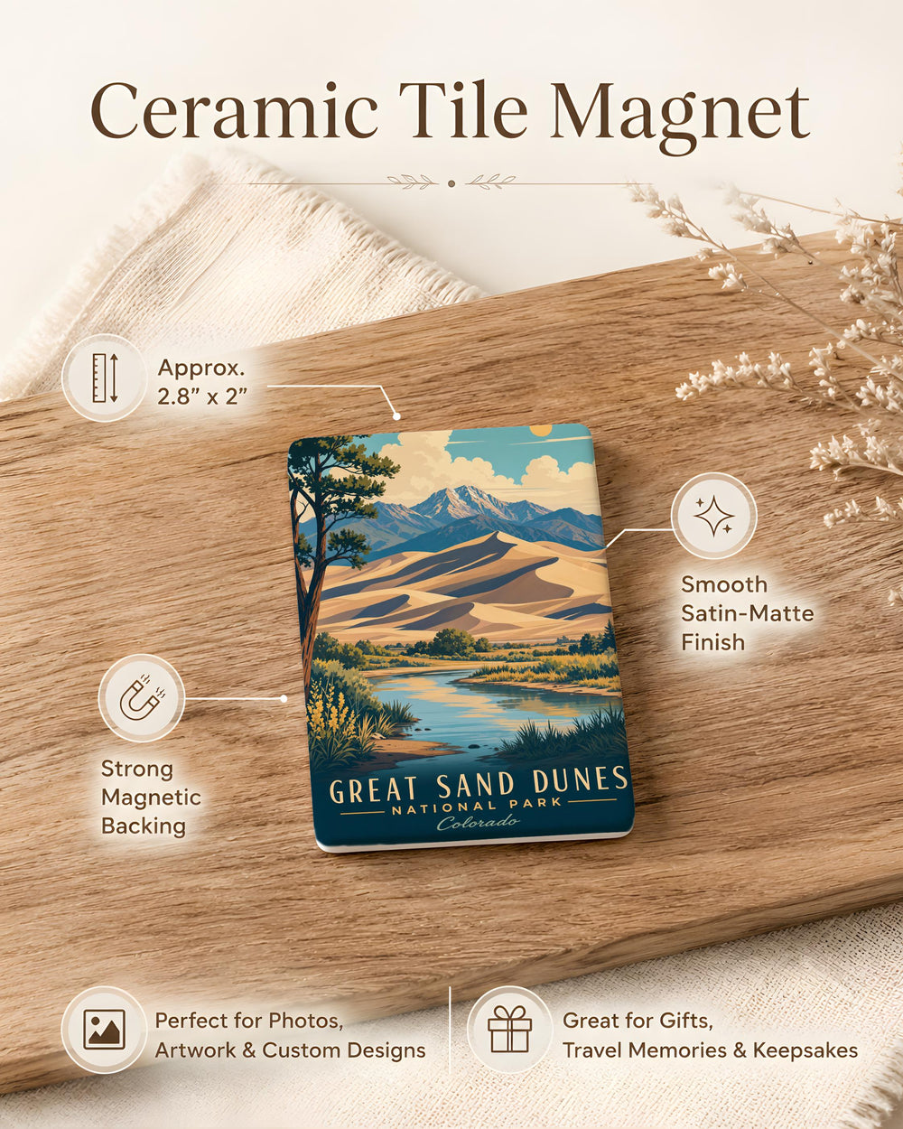 Great Sand Dunes National Park Fridge Magnet, Colorado Sand Dunes Souvenir, Travel Gift, Nature Landmark Magnet