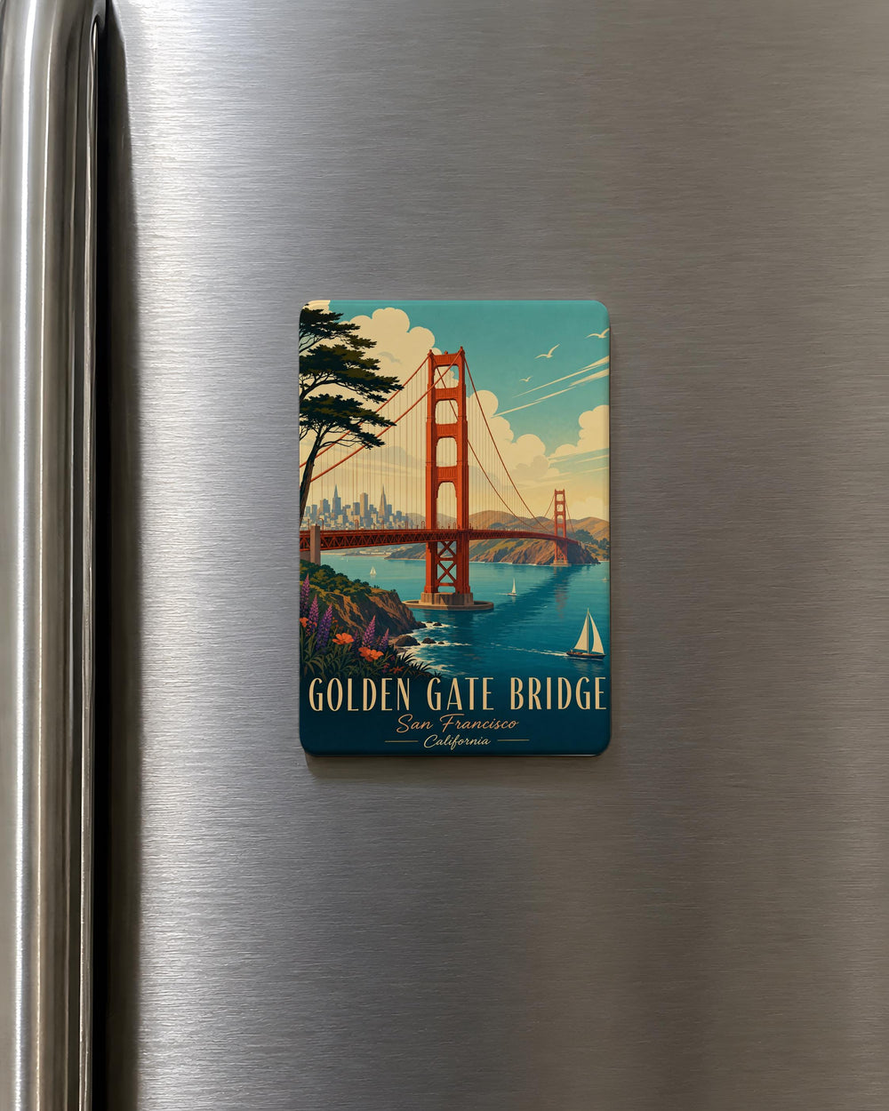 Golden Gate Bridge Fridge Magnet, San Francisco Landmark Souvenir Magnet, California Travel Gift, Bay Bridge Scene Magnet