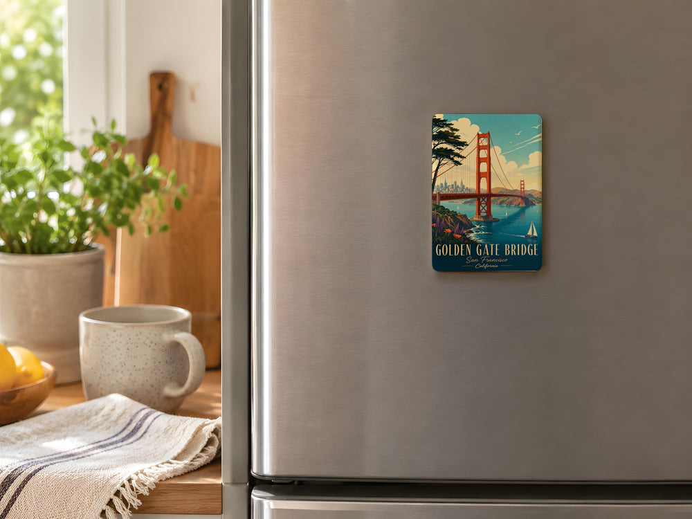 Golden Gate Bridge Fridge Magnet, San Francisco Landmark Souvenir Magnet, California Travel Gift, Bay Bridge Scene Magnet