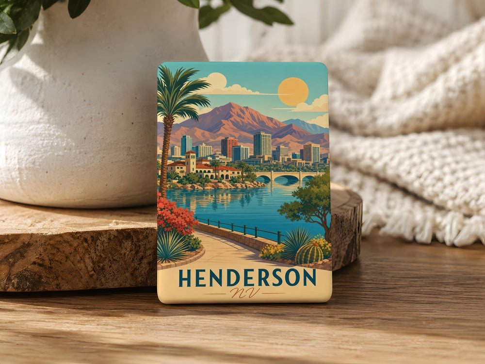 Henderson NV Fridge Magnet, Henderson Nevada Souvenir Magnet, City Landmark Travel Gift, Nevada Keepsake Magnet